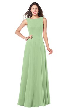 ColsBM Hazel Sage Green Modern A-line Sleeveless Zip up Floor Length Pleated Plus Size Bridesmaid Dresses