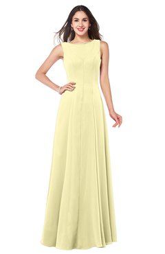 ColsBM Hazel Soft Yellow Modern A-line Sleeveless Zip up Floor Length Pleated Plus Size Bridesmaid Dresses
