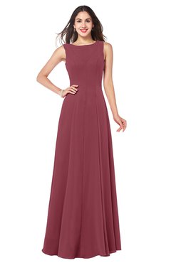 ColsBM Hazel Wine Modern A-line Sleeveless Zip up Floor Length Pleated Plus Size Bridesmaid Dresses