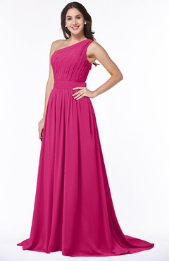 ColsBM Kiana Beetroot Purple Gorgeous Zipper Chiffon Sweep Train Pleated Evening Dresses