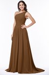 ColsBM Kiana Brown Gorgeous Zipper Chiffon Sweep Train Pleated Evening Dresses
