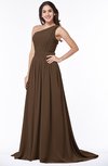 ColsBM Kiana Chocolate Brown Gorgeous Zipper Chiffon Sweep Train Pleated Evening Dresses