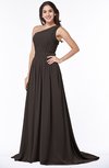 ColsBM Kiana Fudge Brown Gorgeous Zipper Chiffon Sweep Train Pleated Evening Dresses