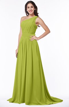 ColsBM Kiana Green Oasis Gorgeous Zipper Chiffon Sweep Train Pleated Evening Dresses