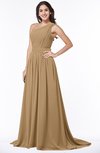 ColsBM Kiana Indian Tan Gorgeous Zipper Chiffon Sweep Train Pleated Evening Dresses