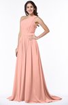 ColsBM Kiana Peach Gorgeous Zipper Chiffon Sweep Train Pleated Evening Dresses