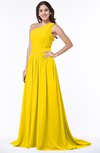 ColsBM Kiana Yellow Gorgeous Zipper Chiffon Sweep Train Pleated Evening Dresses