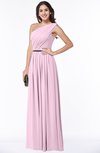 ColsBM Tiana Baby Pink Traditional A-line One Shoulder Chiffon Floor Length Plus Size Bridesmaid Dresses