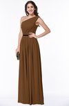 ColsBM Tiana Brown Traditional A-line One Shoulder Chiffon Floor Length Plus Size Bridesmaid Dresses