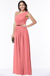 ColsBM Tiana Coral Traditional A-line One Shoulder Chiffon Floor Length Plus Size Bridesmaid Dresses