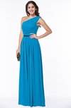 ColsBM Tiana Cornflower Blue Traditional A-line One Shoulder Chiffon Floor Length Plus Size Bridesmaid Dresses