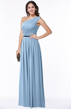 ColsBM Tiana Dusty Blue Traditional A-line One Shoulder Chiffon Floor Length Plus Size Bridesmaid Dresses