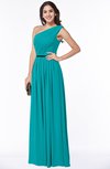 ColsBM Tiana Teal Traditional A-line One Shoulder Chiffon Floor Length Plus Size Bridesmaid Dresses