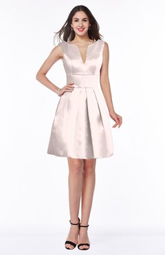 ColsBM Kayla Petal Pink Traditional Trumpet V-neck Sleeveless Satin Wedding Guest Dresses