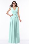 ColsBM Esther Blue Glass Traditional V-neck Sleeveless Zip up Chiffon Plus Size Bridesmaid Dresses