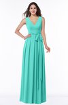 ColsBM Esther Blue Turquoise Traditional V-neck Sleeveless Zip up Chiffon Plus Size Bridesmaid Dresses
