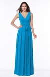 ColsBM Esther Cornflower Blue Traditional V-neck Sleeveless Zip up Chiffon Plus Size Bridesmaid Dresses