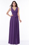 ColsBM Esther Dark Purple Traditional V-neck Sleeveless Zip up Chiffon Plus Size Bridesmaid Dresses