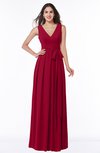 ColsBM Esther Dark Red Traditional V-neck Sleeveless Zip up Chiffon Plus Size Bridesmaid Dresses