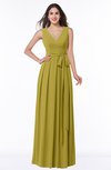 ColsBM Esther Golden Olive Traditional V-neck Sleeveless Zip up Chiffon Plus Size Bridesmaid Dresses