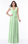 ColsBM Esther Light Green Traditional V-neck Sleeveless Zip up Chiffon Plus Size Bridesmaid Dresses
