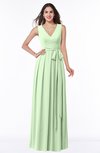 ColsBM Esther Pale Green Traditional V-neck Sleeveless Zip up Chiffon Plus Size Bridesmaid Dresses