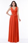 ColsBM Esther Persimmon Traditional V-neck Sleeveless Zip up Chiffon Plus Size Bridesmaid Dresses