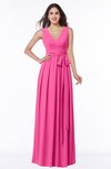 ColsBM Esther Rose Pink Traditional V-neck Sleeveless Zip up Chiffon Plus Size Bridesmaid Dresses