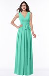 ColsBM Esther Seafoam Green Traditional V-neck Sleeveless Zip up Chiffon Plus Size Bridesmaid Dresses