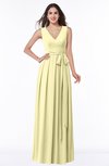 ColsBM Esther Soft Yellow Traditional V-neck Sleeveless Zip up Chiffon Plus Size Bridesmaid Dresses
