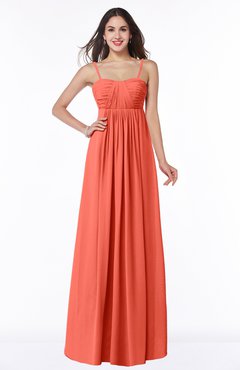 ColsBM Natalie Living Coral Glamorous A-line Sleeveless Floor Length Ruching Plus Size Bridesmaid Dresses