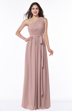ColsBM Fiona Blush Pink Classic A-line Asymmetric Neckline Chiffon Floor Length Sash Plus Size Bridesmaid Dresses