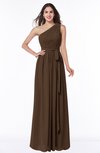 ColsBM Fiona Chocolate Brown Classic A-line Asymmetric Neckline Chiffon Floor Length Sash Plus Size Bridesmaid Dresses