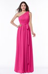 ColsBM Fiona Fandango Pink Classic A-line Asymmetric Neckline Chiffon Floor Length Sash Plus Size Bridesmaid Dresses