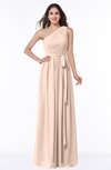 ColsBM Fiona Peach Puree Classic A-line Asymmetric Neckline Chiffon Floor Length Sash Plus Size Bridesmaid Dresses