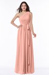 ColsBM Fiona Peach Classic A-line Asymmetric Neckline Chiffon Floor Length Sash Plus Size Bridesmaid Dresses