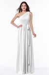 ColsBM Fiona White Classic A-line Asymmetric Neckline Chiffon Floor Length Sash Plus Size Bridesmaid Dresses