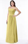 ColsBM Leslie Misted Yellow Classic Strapless Sleeveless Zipper Floor Length Ribbon Plus Size Bridesmaid Dresses
