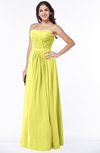 ColsBM Leslie Pale Yellow Classic Strapless Sleeveless Zipper Floor Length Ribbon Plus Size Bridesmaid Dresses