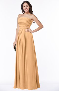 ColsBM Virginia Apricot Simple Sweetheart Sleeveless Chiffon Floor Length Ruching Plus Size Bridesmaid Dresses