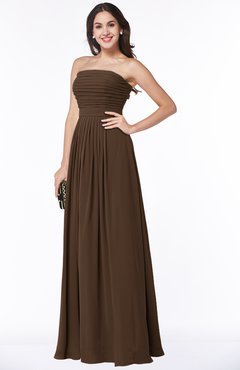 ColsBM Virginia Chocolate Brown Simple Sweetheart Sleeveless Chiffon Floor Length Ruching Plus Size Bridesmaid Dresses