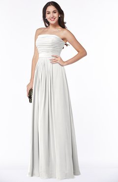 ColsBM Virginia Cloud White Simple Sweetheart Sleeveless Chiffon Floor Length Ruching Plus Size Bridesmaid Dresses