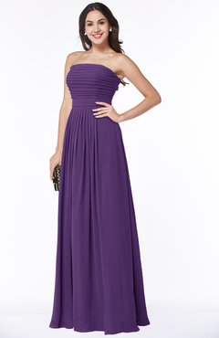 ColsBM Virginia Dark Purple Simple Sweetheart Sleeveless Chiffon Floor Length Ruching Plus Size Bridesmaid Dresses