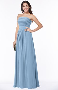 ColsBM Virginia Dusty Blue Simple Sweetheart Sleeveless Chiffon Floor Length Ruching Plus Size Bridesmaid Dresses