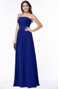 ColsBM Virginia Electric Blue Simple Sweetheart Sleeveless Chiffon Floor Length Ruching Plus Size Bridesmaid Dresses