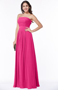 ColsBM Virginia Fandango Pink Simple Sweetheart Sleeveless Chiffon Floor Length Ruching Plus Size Bridesmaid Dresses