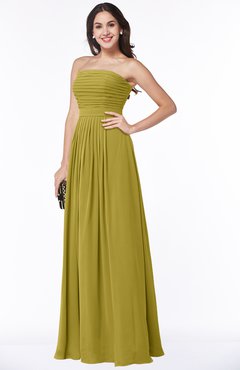 ColsBM Virginia Golden Olive Simple Sweetheart Sleeveless Chiffon Floor Length Ruching Plus Size Bridesmaid Dresses