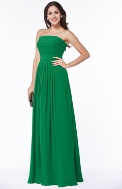 ColsBM Virginia Green Simple Sweetheart Sleeveless Chiffon Floor Length Ruching Plus Size Bridesmaid Dresses