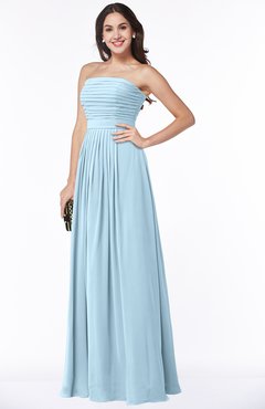 ColsBM Virginia Ice Blue Simple Sweetheart Sleeveless Chiffon Floor Length Ruching Plus Size Bridesmaid Dresses