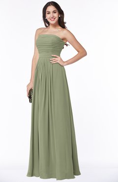 ColsBM Virginia Moss Green Simple Sweetheart Sleeveless Chiffon Floor Length Ruching Plus Size Bridesmaid Dresses